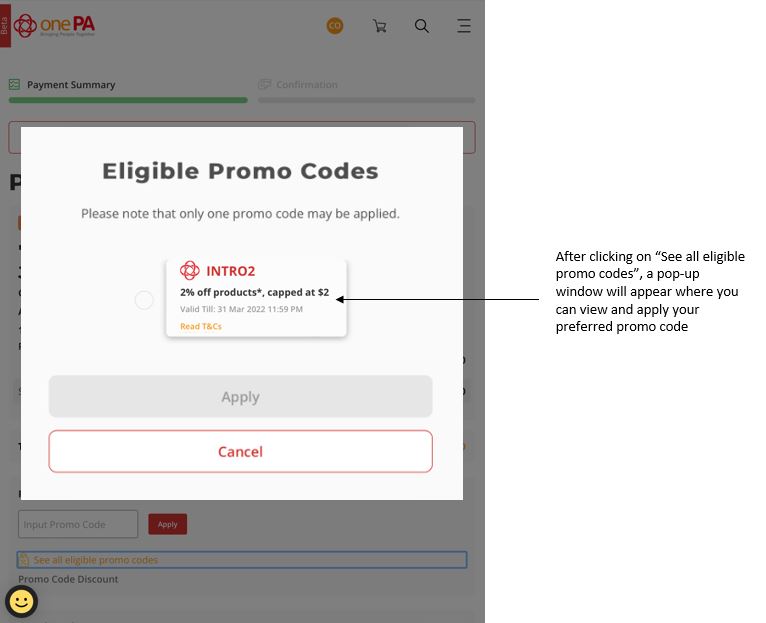 Entering a promo code Lesson